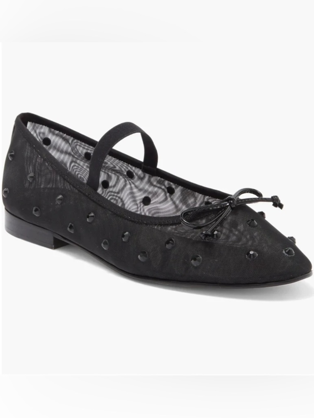Jeffrey Campbell Black Mesh Ballet Flat with Jewel Studs Mary Jane WORN ONCE